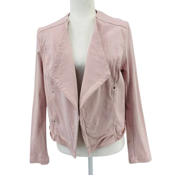 Lysse Blazer Jacket WMNS M Pink Open Front Stretch Twill Long Sleeve Hand Pocket - Picture 1 of 11